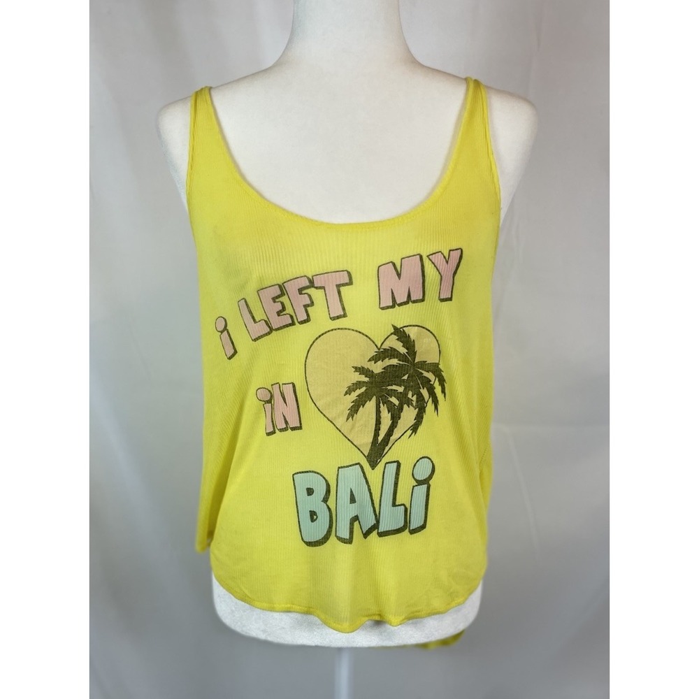 WILDFOX‎ Yellow I Left My Heart In Bali Light Tank top Ribbed Woman's Size S